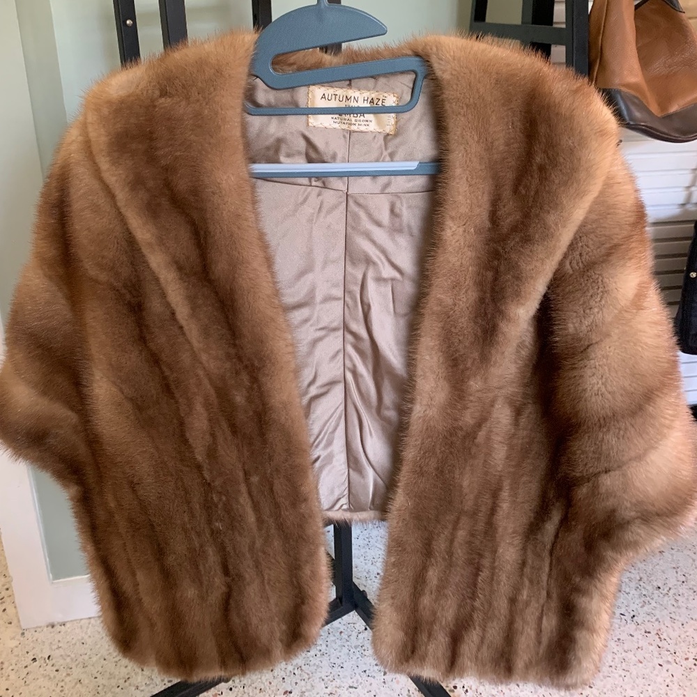 Vintage Autumn Haze mink fur shawl